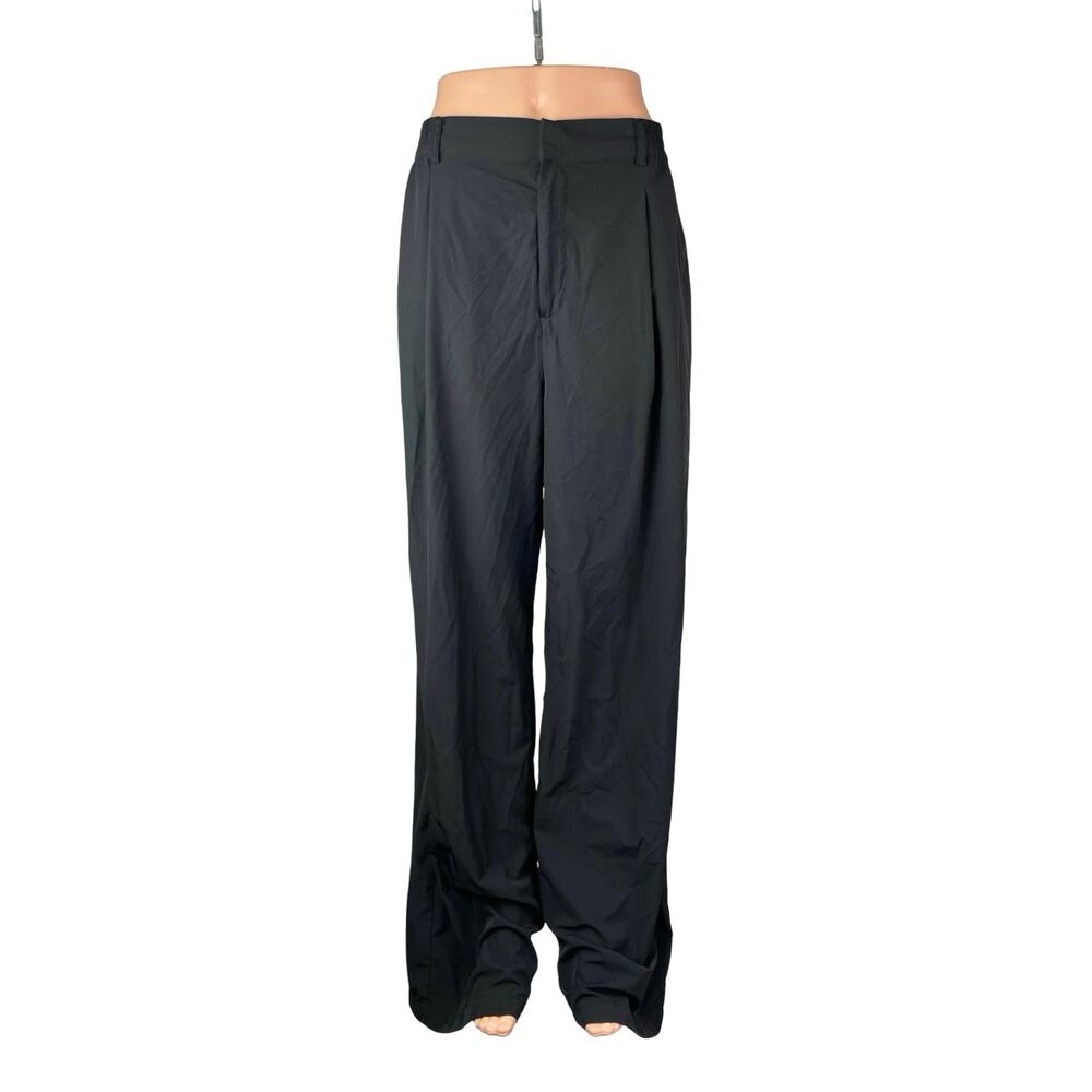 Gap Fit Women's Black Pleated High Rise Palazzo Wide Leg Trousers Dress Pants MT